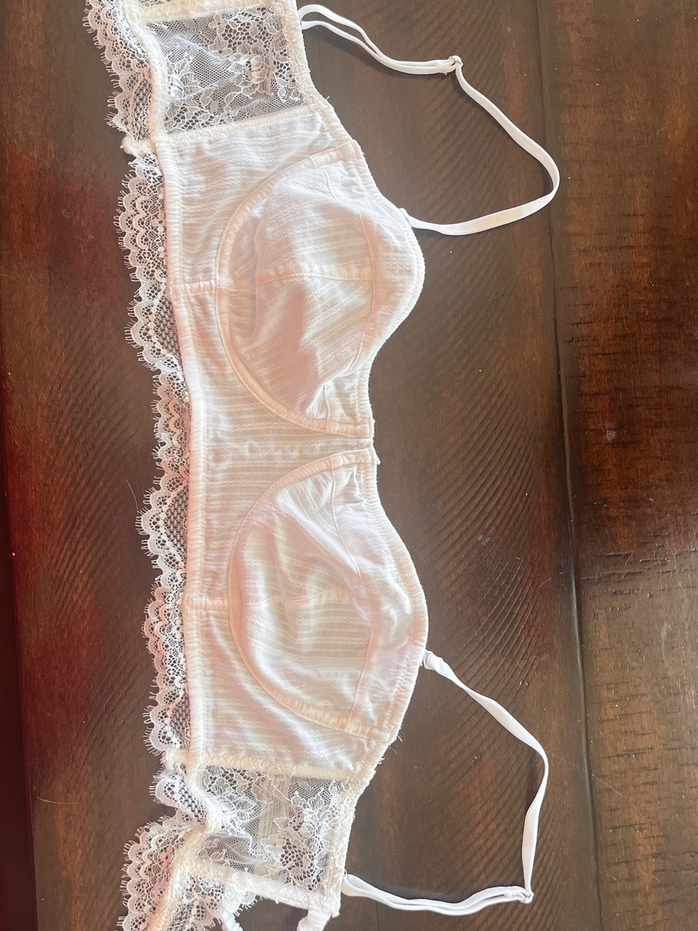 Free People White Lace-Trim Demi Bra